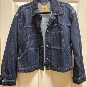 GAP Dark Indigo Cropped Boxy Denim Jacket